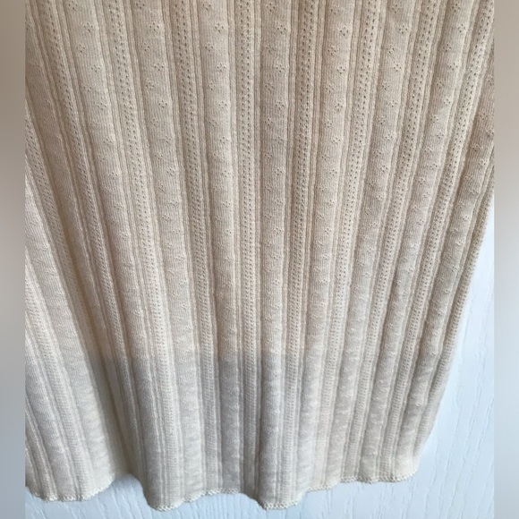 DOEN Pointelle Henley Scoop Neck Tee w/ Rainbow Trim in Salt Oatmeal Cream Sz M - Picture 8 of 11
